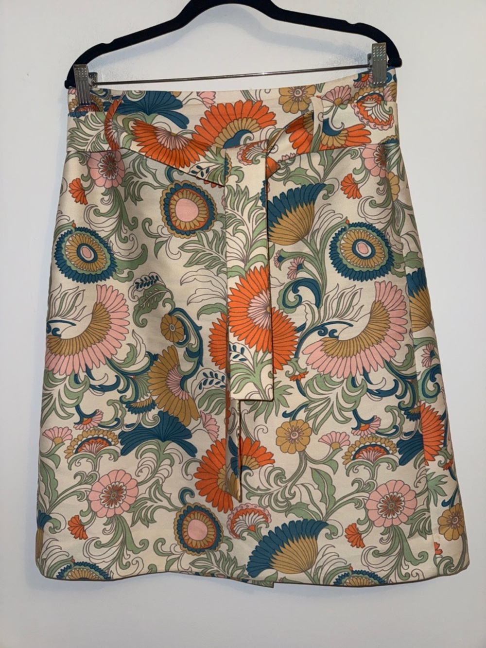 J.Crew Statement Floral Skirt Size 10 Tie Waist A-Line Retro Chic - Picture 4 of 13